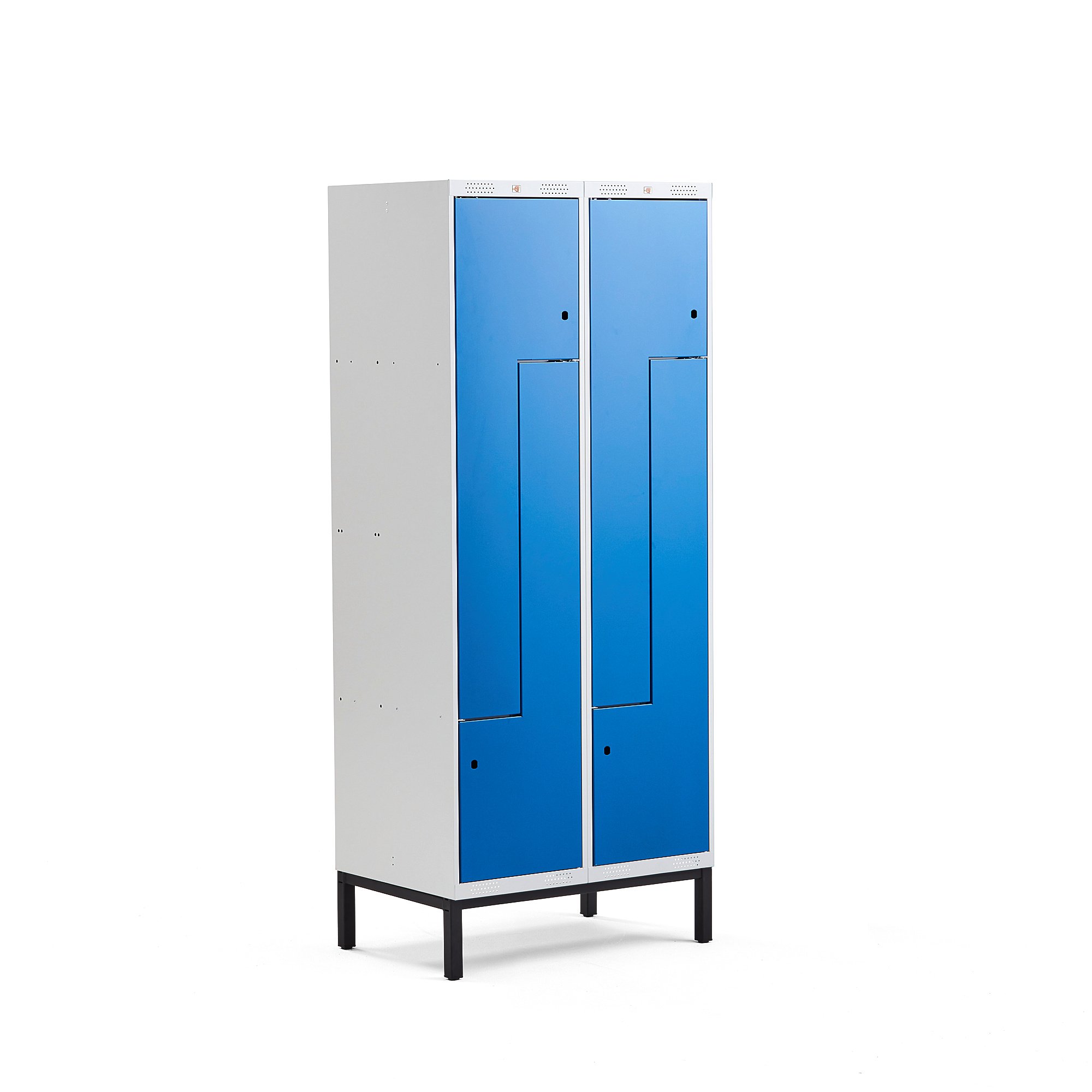 Levně Šatní skříňka CLASSIC Z, s nohami, 2 sekce, 4 dveře, 1940x800x550 mm, modré dveře