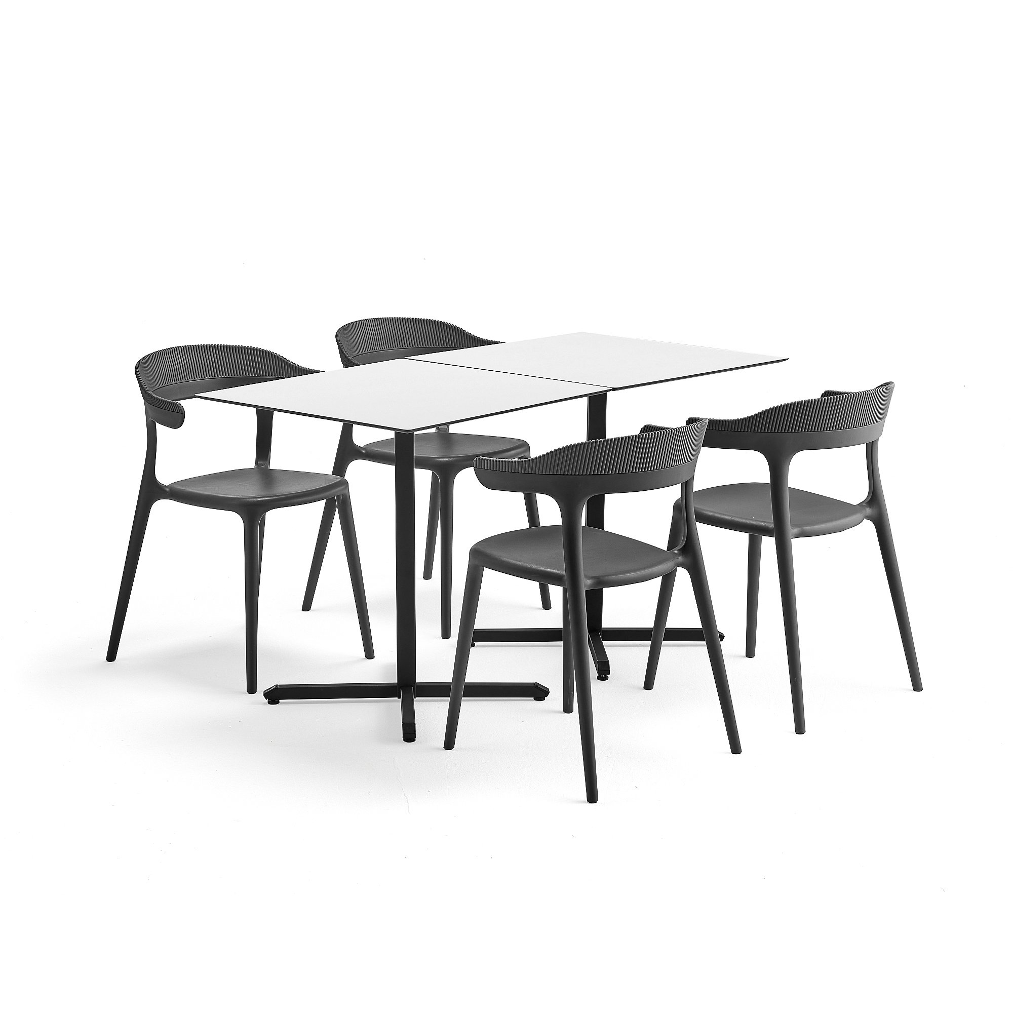Jídelní set Becky + Creek, 2 stoly a 4 antracitově šedé židle